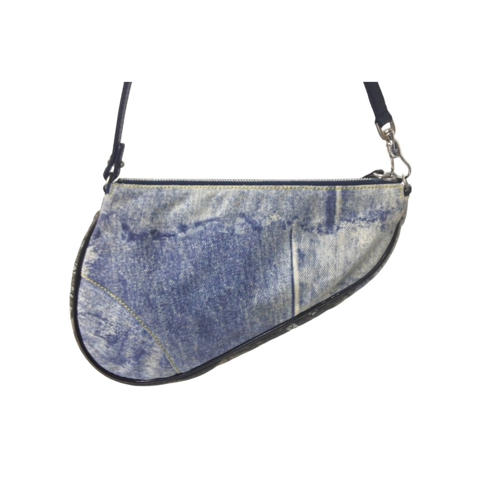Christian Dior Saddle Bag denim transfer black blue leather - Picture 3 of 9